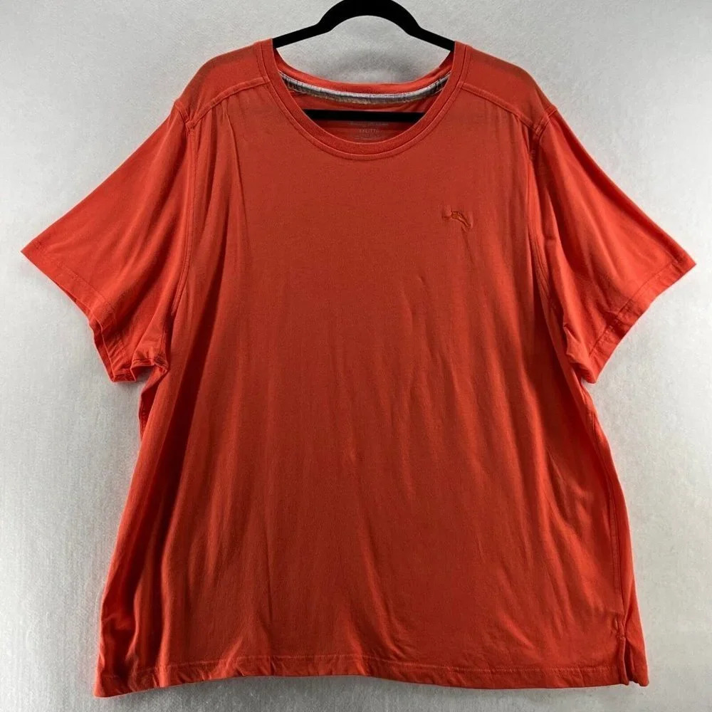 Tommy Bahama T-Shirt Men Sz 2XL Crewneck Short Sleeve Jersey Cotton Modal Orange